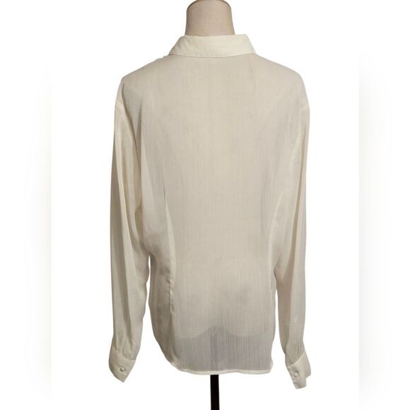 Boston Design Studio Cream Sheer Ruffled  Blouse Button Down Top Plus Size - Picture 4 of 6